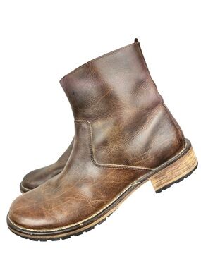 Red Tape Men’s Salisbury Ankle Boots Brown Side Zip Block heel Size 8.5